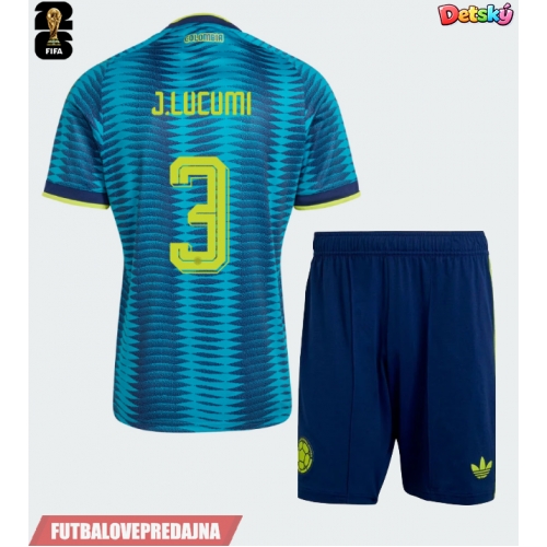 Lacne Dětský Futbalové dres Kolumbia Jhon Lucumi #3 MS 2026 Krátky Rukáv - Preč (+ trenírky)